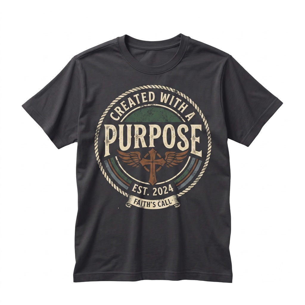 Created With A Purpose Christian Faith Religious Quote Graphic Top, Inspirational Bible Verse Apparel, Unisex TShirt