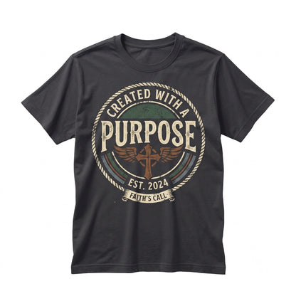 Created With A Purpose Christian Faith Religious Quote Graphic Top, Inspirational Bible Verse Apparel, Unisex TShirt