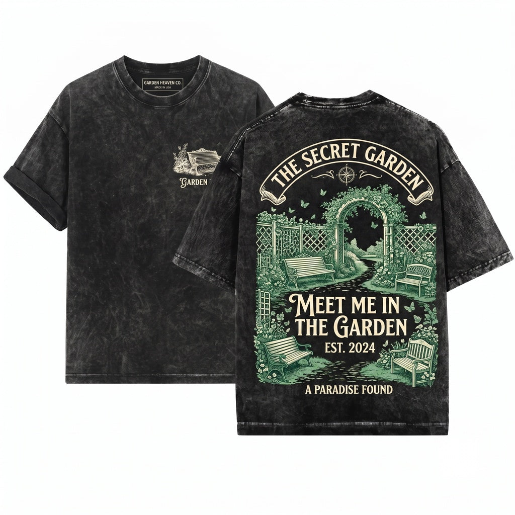Gardening Gift for Women, Plant Lover Cottage Aesthetic, Meet Me in the Unisex Wash T-Shirt