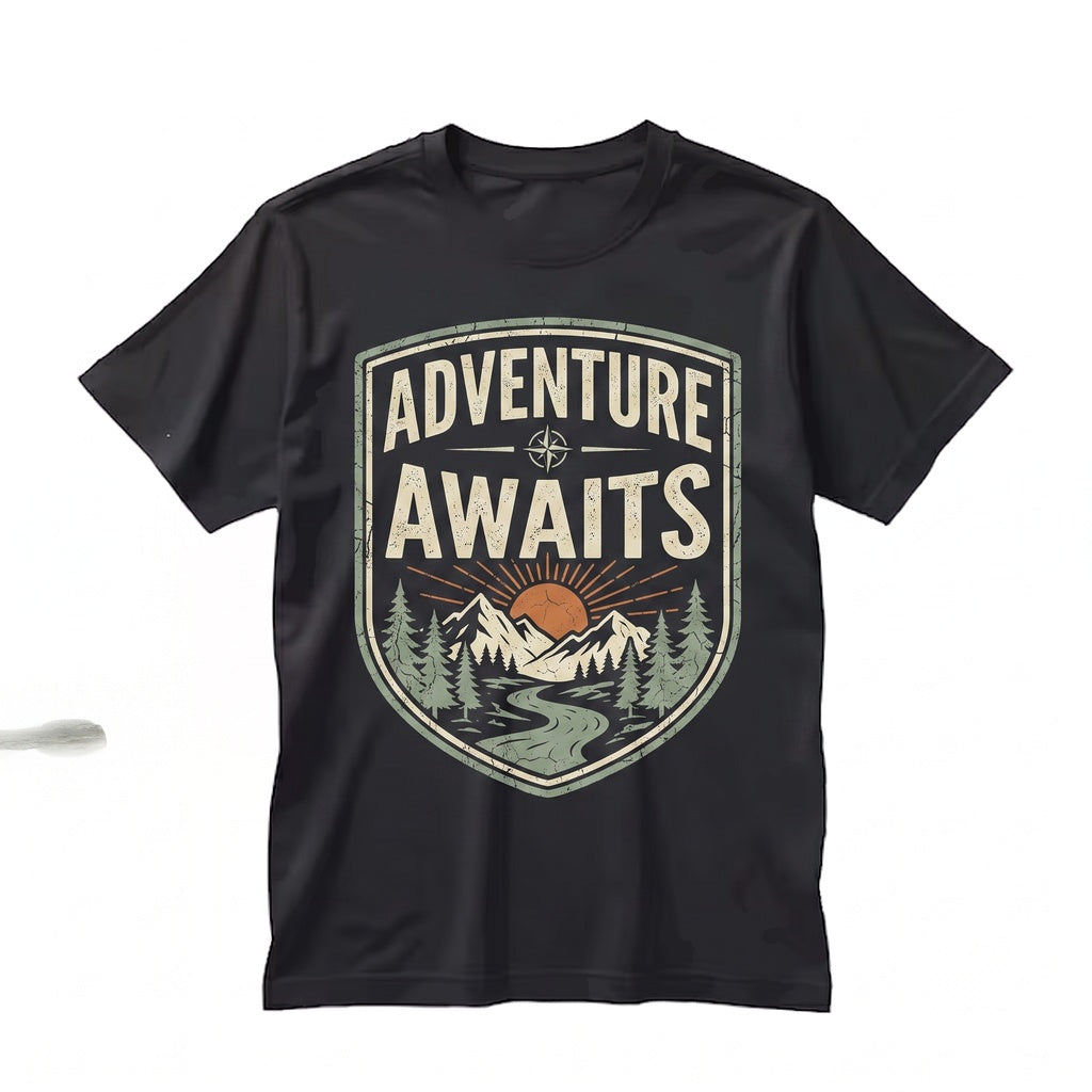 Adventure Awaits Camper Hiking Traveler Nature Lover Vacation Unisex TShirt
