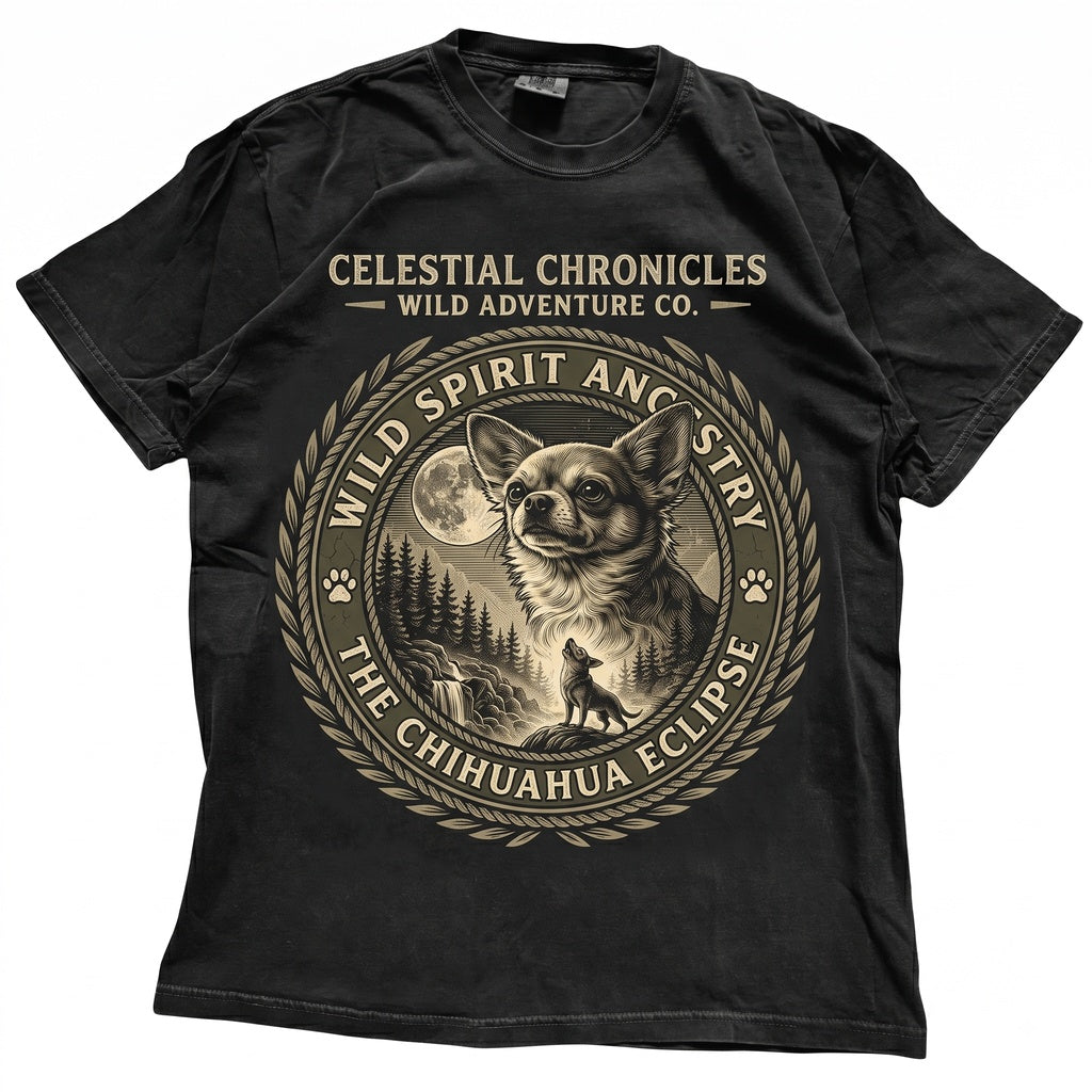 Chihuahua Howling to Moon Vintage 90s Retro Animal Graphic Tee Dog Mom Full Gift Unisex TShirt