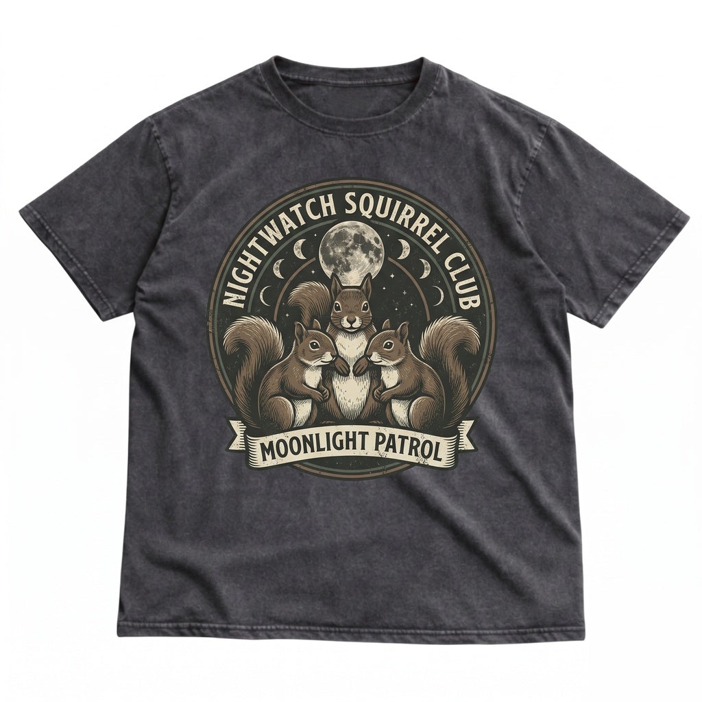 Retro Three Squirrel Moon Graphic Vintage Funny Oversized Unisex TShirt