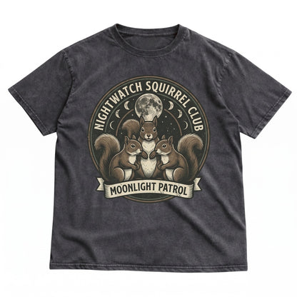 Retro Three Squirrel Moon Graphic Vintage Funny Oversized Unisex TShirt