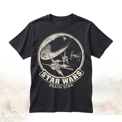 Retro 1977 Sci-Fi Space Station Graphic A New Hope Galaxys Edge Vacation Apparel Unisex TShirt