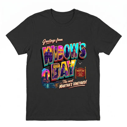 Greetings From Widow’s Bay Vintage Coastal Horror Graphic Tank Top, Spooky Movie Fan Gift, Unisex TShirt