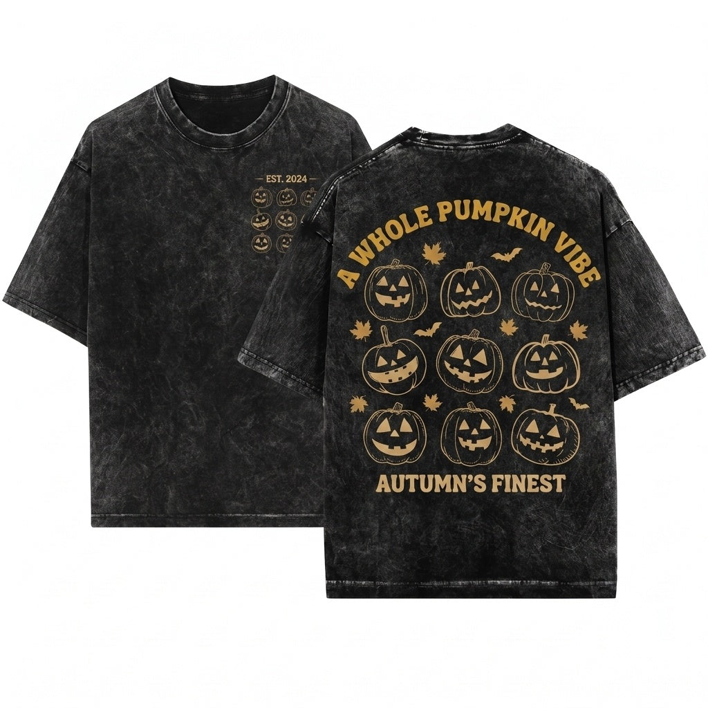 Pumpkin Jack O Lantern Halloween Spooky Season Fall Trick Or Treat Unisex Wash T-Shirt