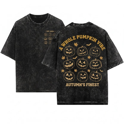 Pumpkin Jack O Lantern Halloween Spooky Season Fall Trick Or Treat Unisex Wash T-Shirt