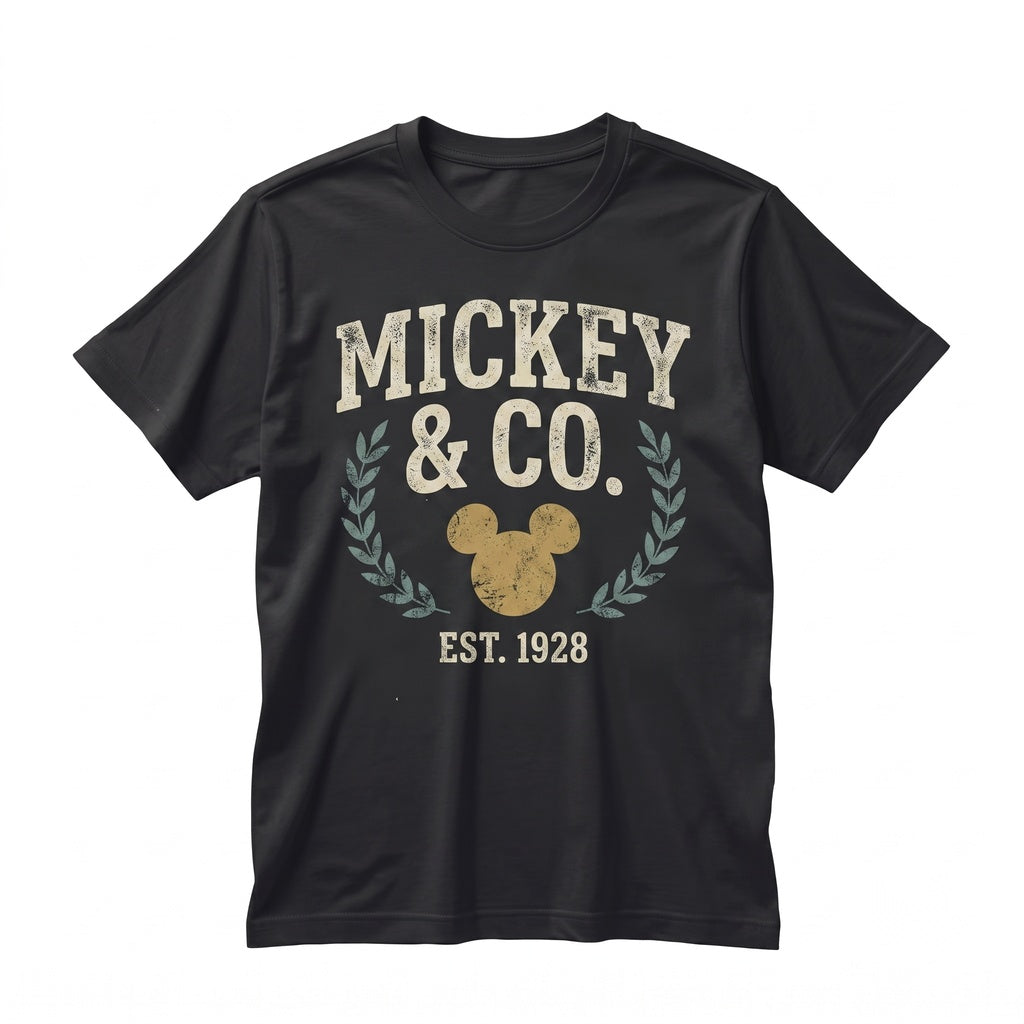 Vintage 1928 Mouse & Friends Retro Theme Park Vacation Graphic Unisex TShirt