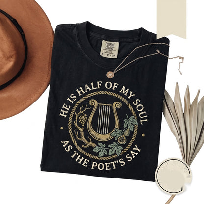 He Is Half My Soul Embroidered Greek Mythology Achilles Patroclus Bookish LGBTQ Literature Gift Unisex TShirt