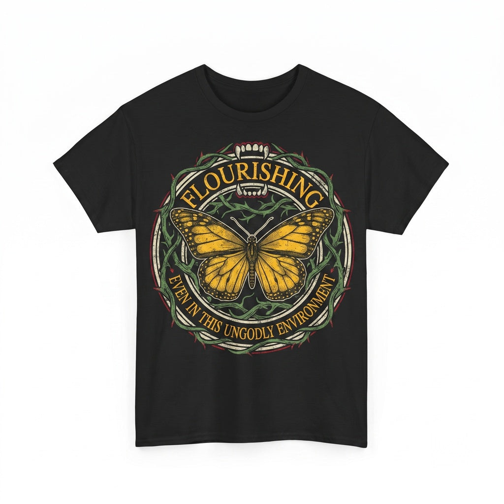 Vintage Flourishing Monarch Butterfly Graphic Botanical Nature Cotton Unisex TShirt