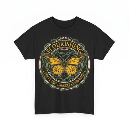 Vintage Flourishing Monarch Butterfly Graphic Botanical Nature Cotton Unisex TShirt