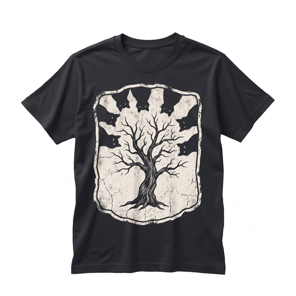 Funny Black Cat Graveyard Graphic Vintage 80s 90s Goth Grunge Witchy Meme Punk Emo Cotton Apparel Unisex TShirt