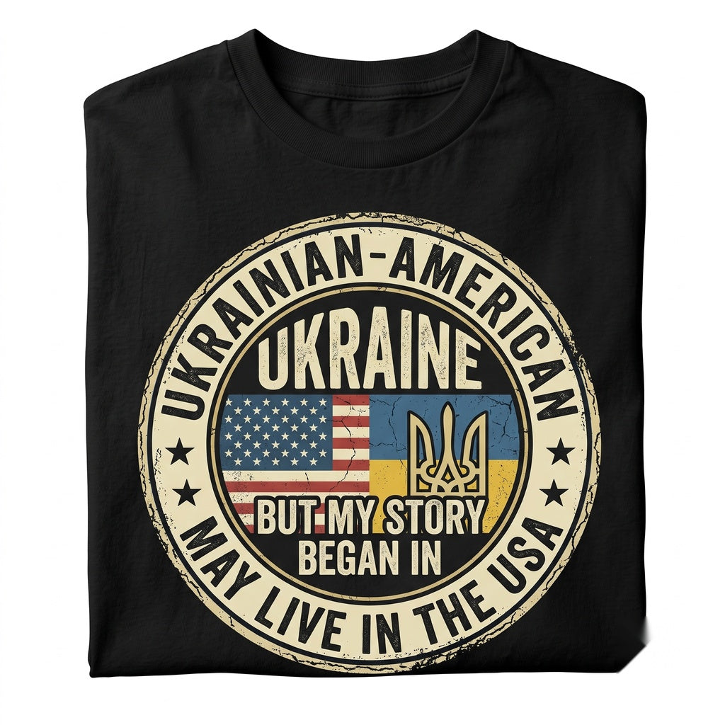 Ukrainian American Flag Heritage Roots Symbol Ukraine Support Country Pride Gift for Dad Mom Friends Unisex TShirt