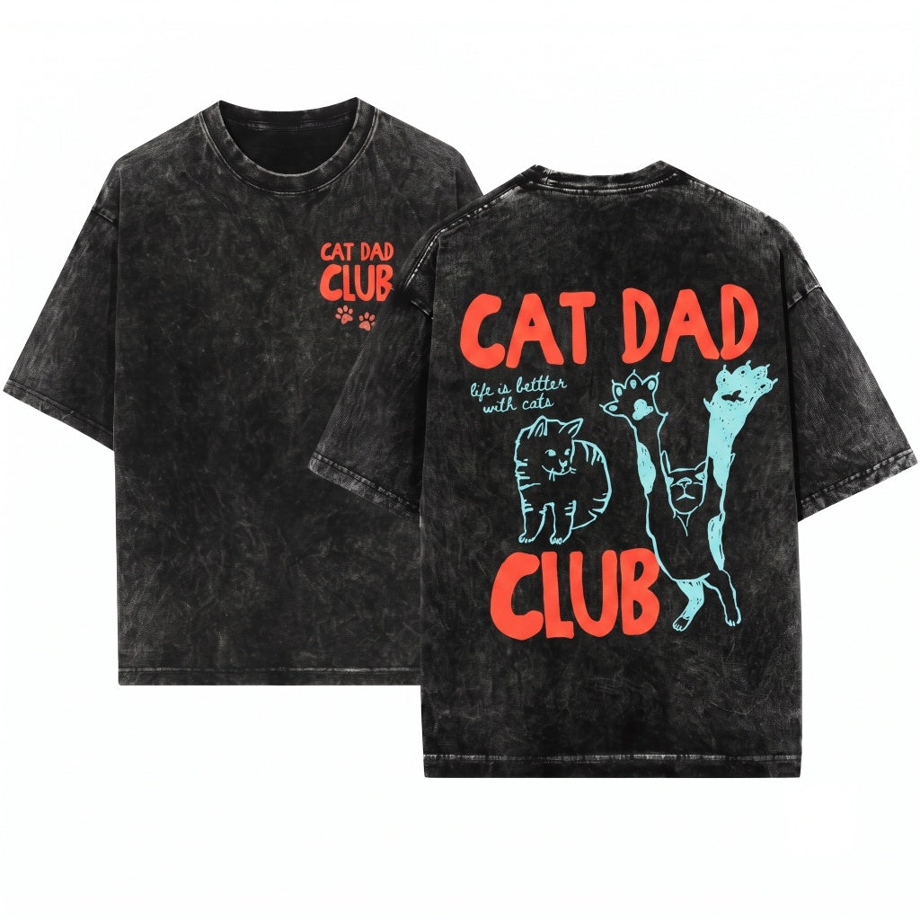 Funny Cat Dad Pet Parent Lover Club Gift Unisex Wash T-Shirt