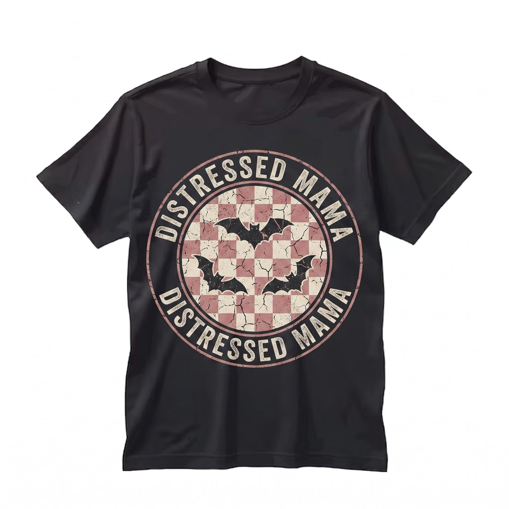 Pink Checkered Spooky Season Halloween Gift for Mom Mama Graphic Unisex TShirt