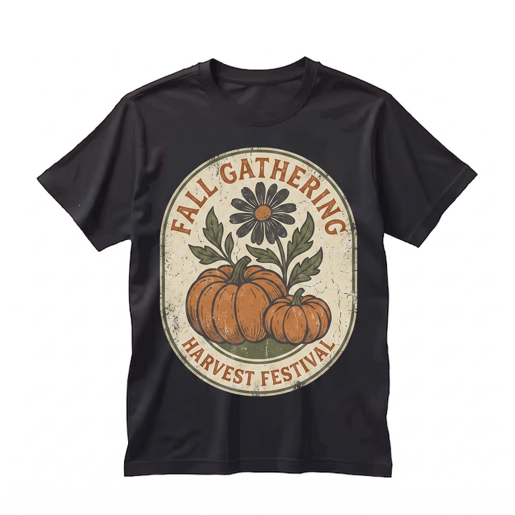 Watercolor Pumpkins and Flowers Halloween Autumn Fall Graphic Aesthetic Unisex TShirt