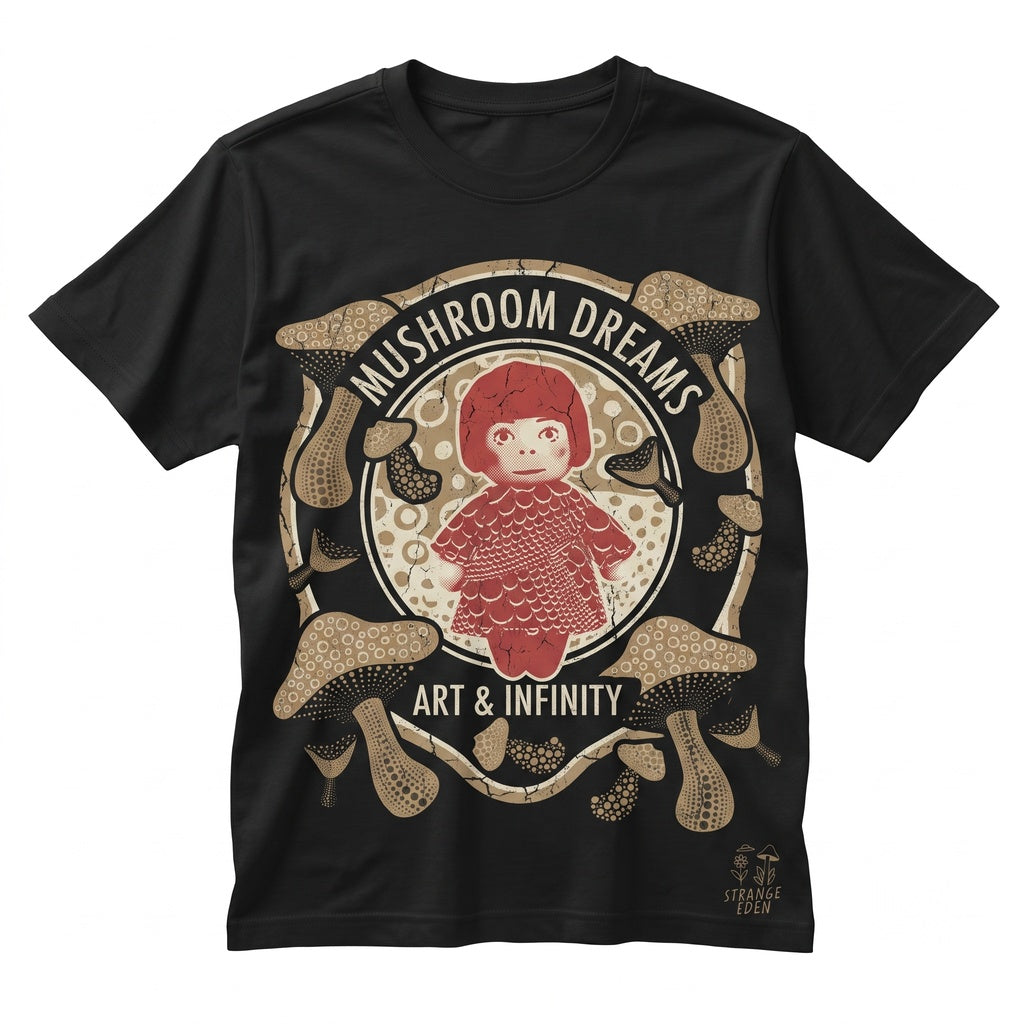 Mushroom Polka Dot Graphic Tee Gift for Modern Art Lover Unisex TShirt