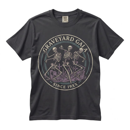 Dancing Skeletons Halloween Spooky Graveyard Season Graphic Fall Apparel Unisex TShirt