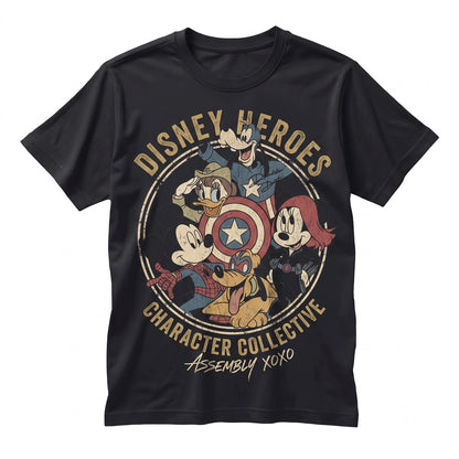 Cartoon Mouse Friends Comic Book Superhero Graphic Signatures Vacation Travel Apparel Unisex TShirt