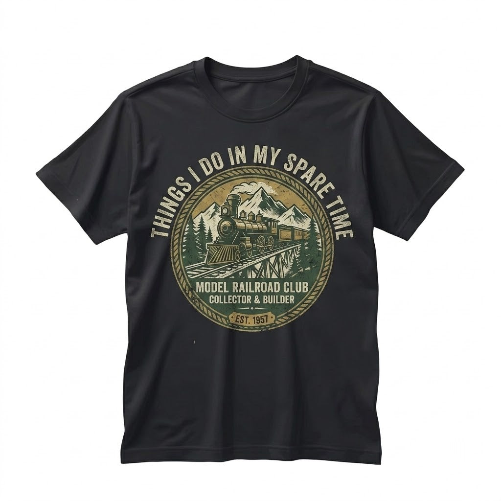 Things I Do In My Spare Time Funny Model Train Railroad Hobbyist Graphic Unisex TShirt