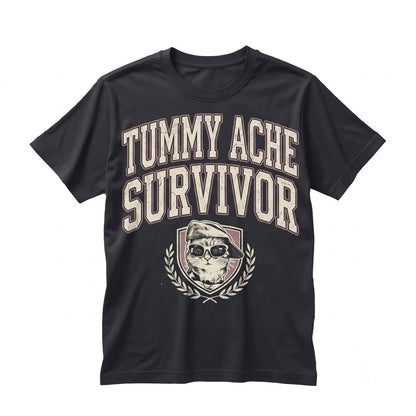 Tummy Ache Survivor Cat Graphic Vintage Chronic Illness Awareness Top Unisex TShirt