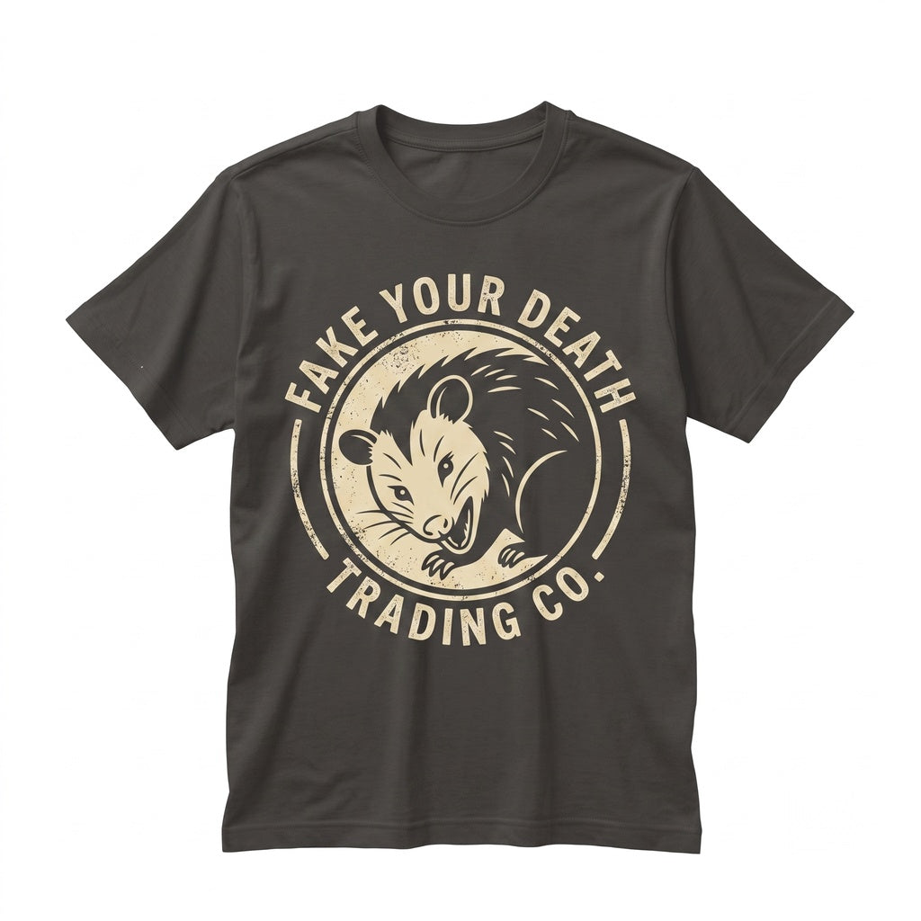 Fake Your Death Opossum Graphic Green Retro Vintage Possum Animal Casual Cotton Unisex TShirt