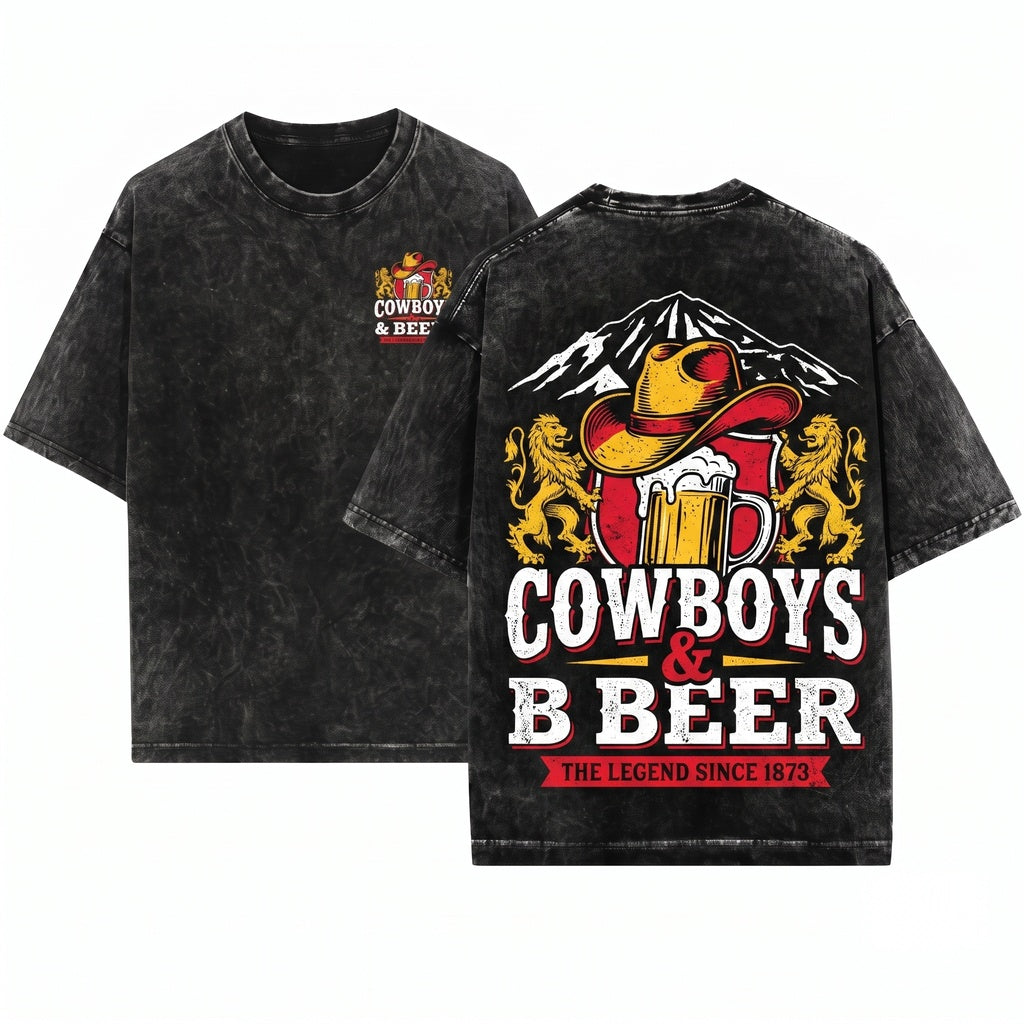 Country Western Cowboy Beer Rodeo Vintage Graphic Apparel Unisex Wash T-Shirt