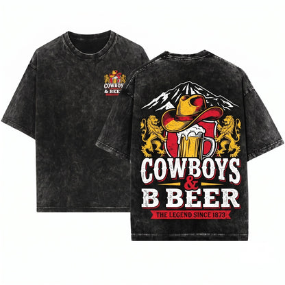 Country Western Cowboy Beer Rodeo Vintage Graphic Apparel Unisex Wash T-Shirt