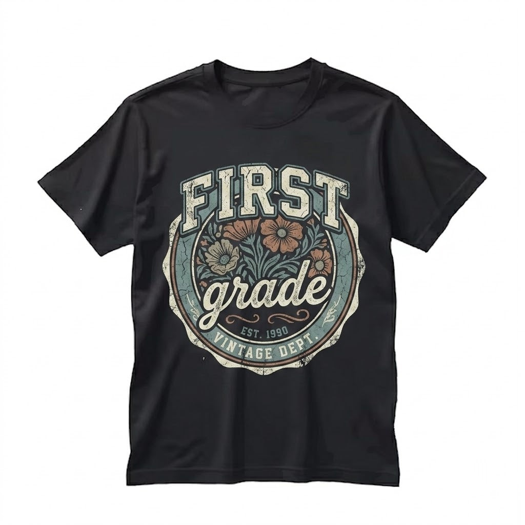 First Grade Teacher 1st Toile De Jouy Floral Back to School Gift Unisex TShirt