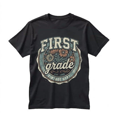 First Grade Teacher 1st Toile De Jouy Floral Back to School Gift Unisex TShirt