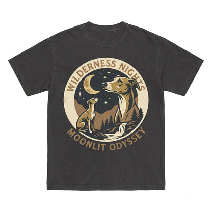 Whippet Howling To The Vintage Moon 90s Retro Animal Graphic Dog Mom Gift Unisex TShirt
