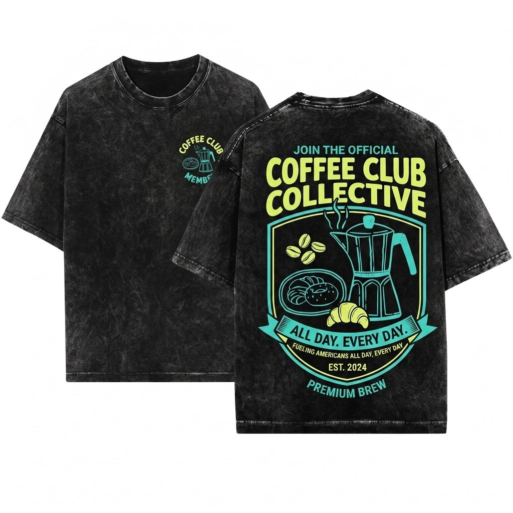 Retro Aesthetic Coffee Club Trendy Foodie Lover Gift Top Unisex Wash T-Shirt
