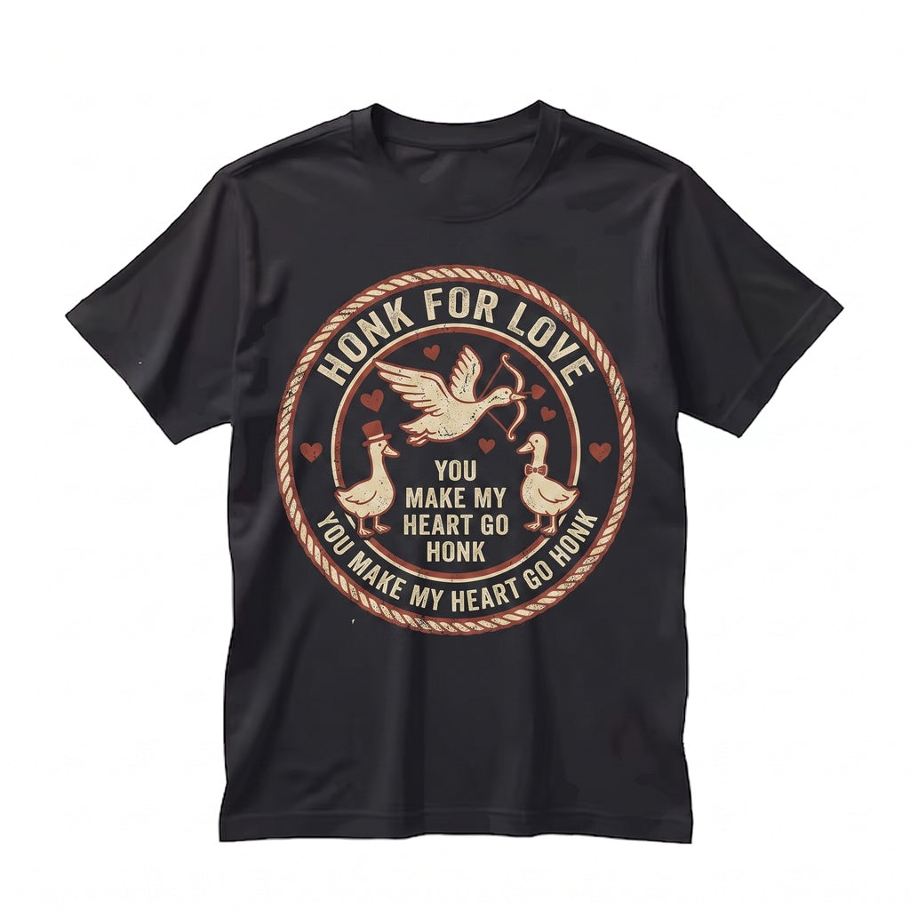 Funny Valentine Cute Goose Lover Animal Pun Romantic Couples Gift You Make My Heart Honk Unisex TShirt