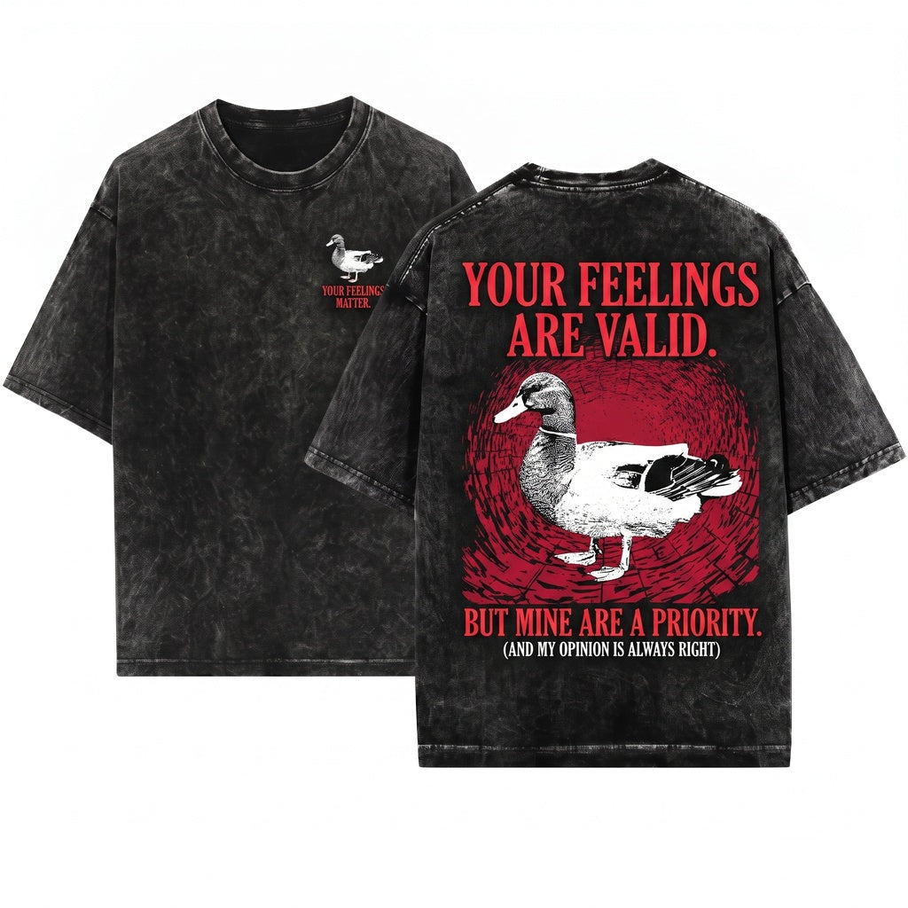 Your Feelings Are Valid Funny Vintage Japanese Duck Unisex Wash T-Shirt