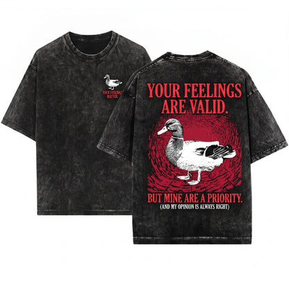 Your Feelings Are Valid Funny Vintage Japanese Duck Unisex Wash T-Shirt