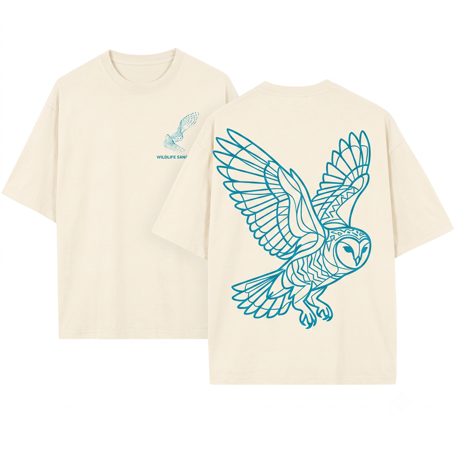 Barn Owl Silhouette Minimalist Flying Nocturnal Bird Lover Night Forest Wildlife Graphic Unisex Heavyweight Garment-Dyed T-Shirt