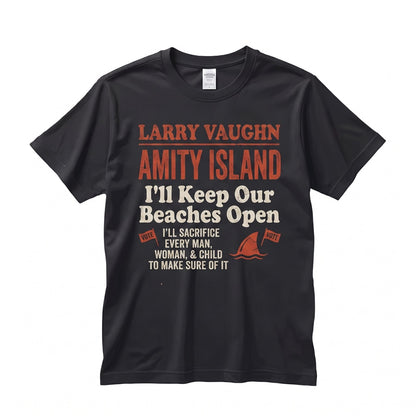 Mayor Larry Vaughn Amity Island Funny Shark Movie Graphic Retro Cotton Apparel Unisex TShirt