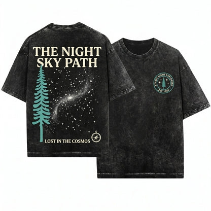 Mountain Theme Pine Tree Stars Lover Gift Unisex Wash T-Shirt