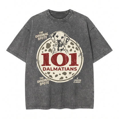 Oversized Spotted Puppy Graphic Apparel, Cute Spotted Dogs Vintage Vacation Crewneck, Dalmatian Lover Unisex TShirt