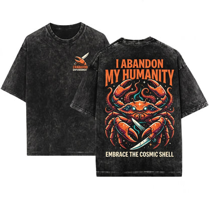 Abandon Humanity Crustacean Vintage Japanese Graphic Aesthetic Retro Apparel Unisex Wash T-Shirt