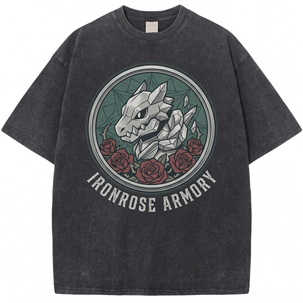 Vintage Steelix Washed Graphic Anime Oversized Retro Gamer Streetwear Unisex TShirt
