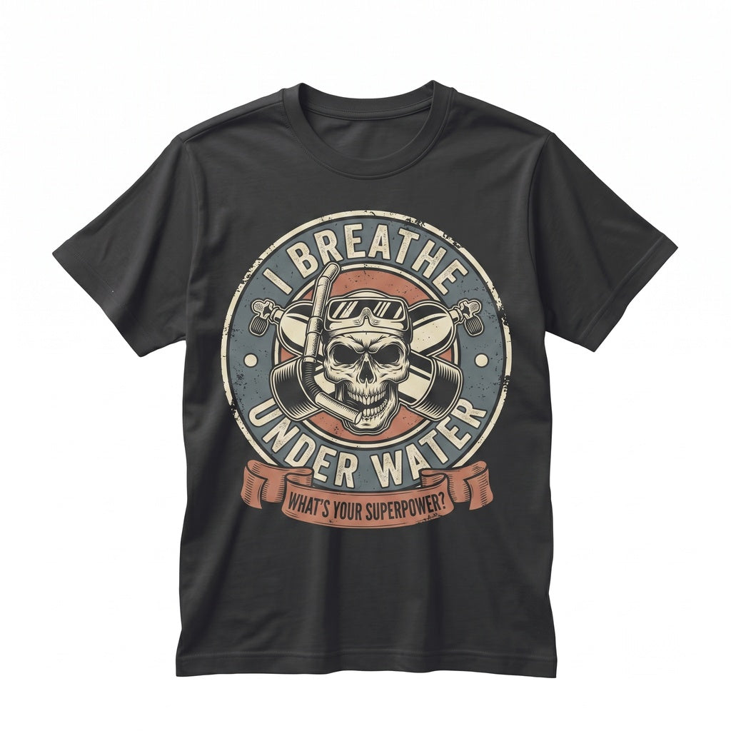 I Breathe Underwater Whats Your Superpower Scuba Diving Funny Snorkel Diver Gift Vintage Ocean Graphic Top Unisex TShirt