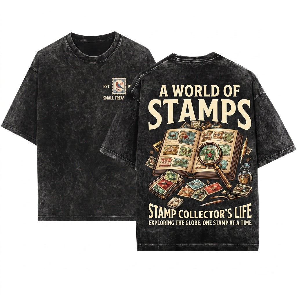 Vintage Retro Philatelist Stamp Collecting Hobbyist Gift Unisex Wash T-Shirt