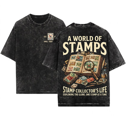 Vintage Retro Philatelist Stamp Collecting Hobbyist Gift Unisex Wash T-Shirt