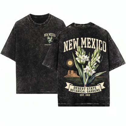 New Mexico State Flower Yucca Botanical Desert Bloom Graphic Vintage Unisex Wash T-Shirt