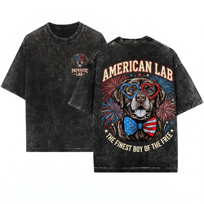 Patriotic 4th July American Flag Labrador Retriever Dog Owner Unisex Wash T-Shirt