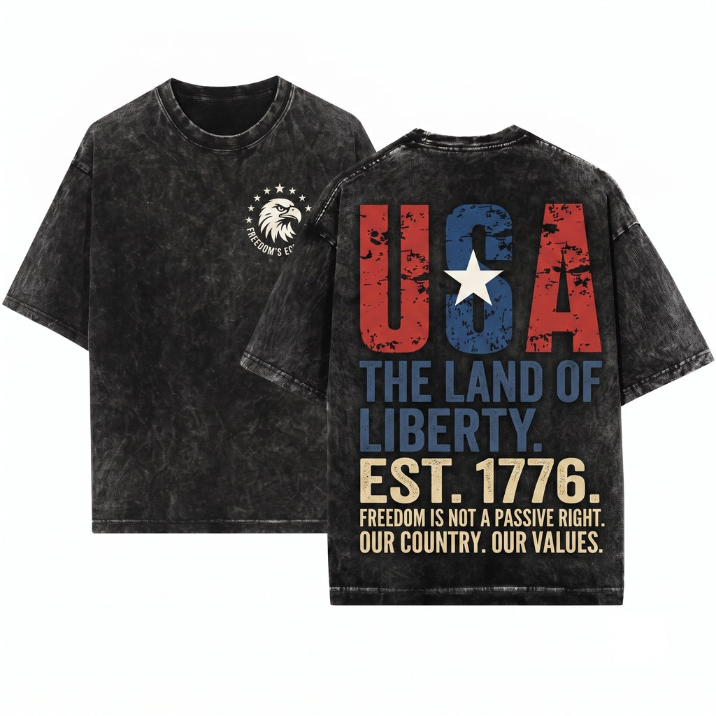 Vintage USA Patriotic America 4th of July Unisex Wash T-Shirt
