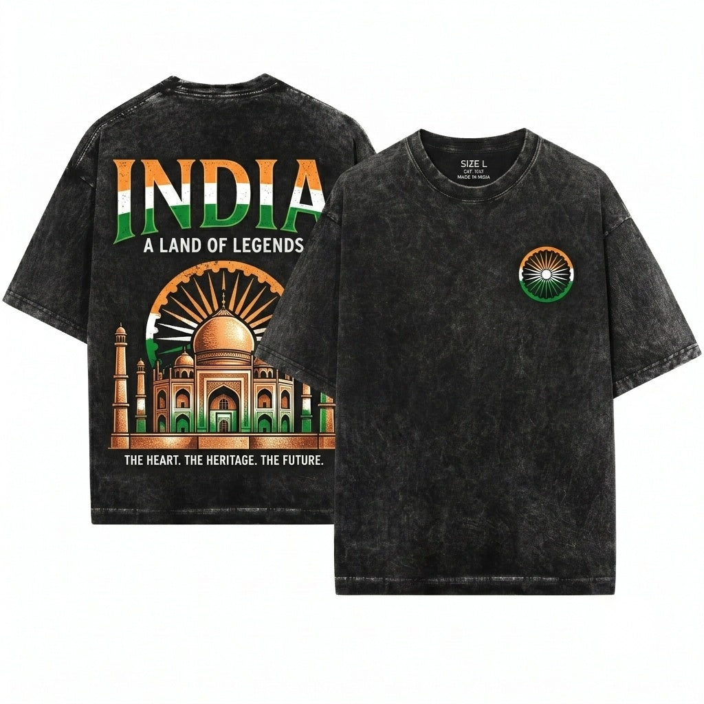 India National Flag Patriotic Lover Traveler Friend Gift Ideas Unisex Wash T-Shirt