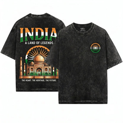 India National Flag Patriotic Lover Traveler Friend Gift Ideas Unisex Wash T-Shirt