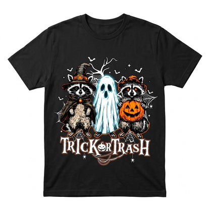Trick Or Trash Halloween Spooky Raccoon Ghost Cute Panda Funny Animal Unisex TShirt